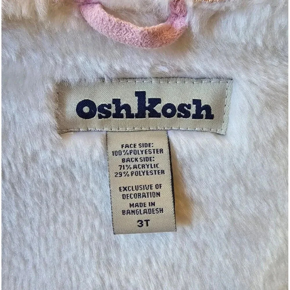 Osh Kosh pink faux fur jacket with embroidered flowers toddler girls size 3T - Picture 7 of 7